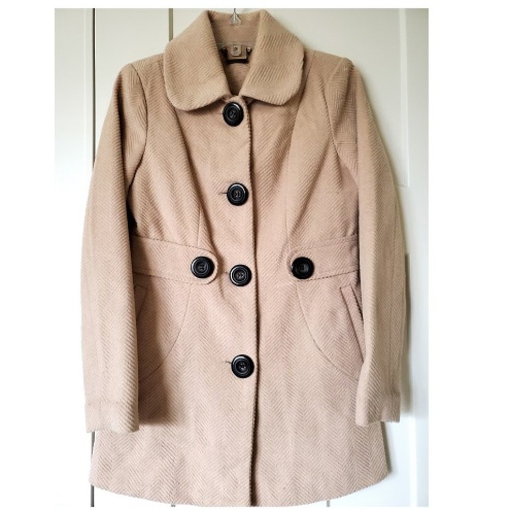 Jou Jou Women’s Plaid Dress Coat Wool Blend Button Front Jacket